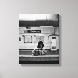 Man with shopping bags in subway (Chatelet) Canvas Print