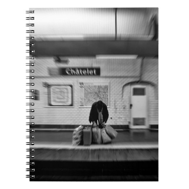 Man with shopping bags in subway (Chatelet) Notebook (Front)