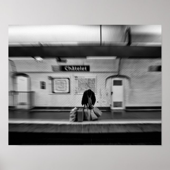Man with shopping bags in subway (Chatelet) Poster (Front)
