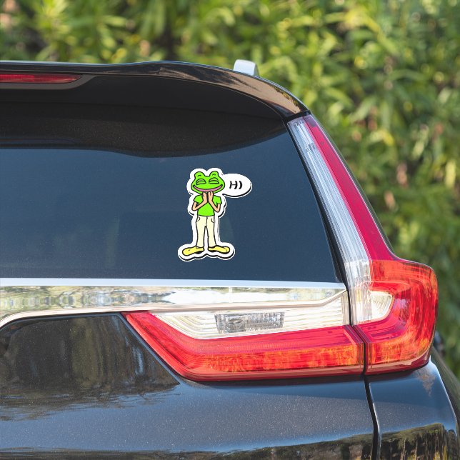 Man with Smiling Frog Head AI Art (Car Side)