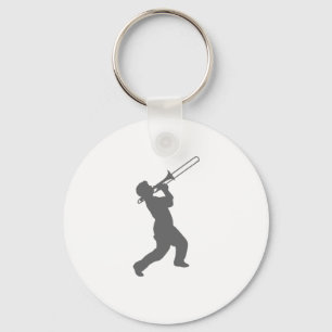 man with trombone keychain