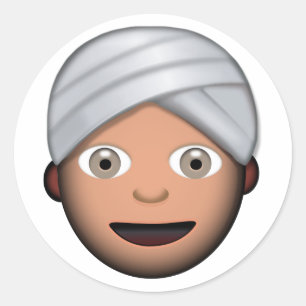 Man With Turban Emoji Classic Round Sticker