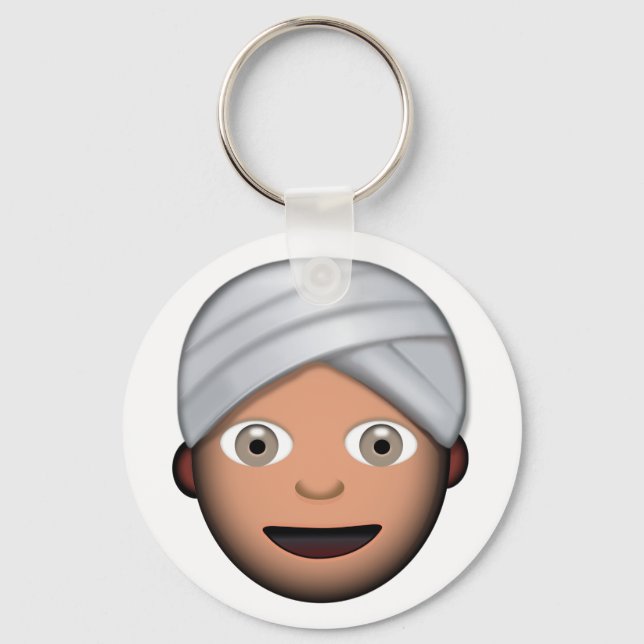 Man With Turban Emoji Keychain (Front)