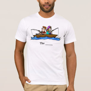 Man Woman Fishing in Boat Customizable T-shirt. T-Shirt