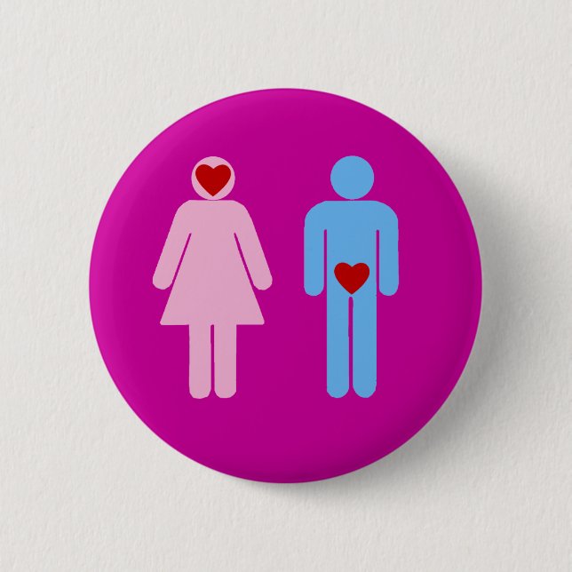 Man Woman Love Humour Tshirt 2 Inch Round Button (Front)