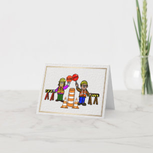 Man Woman Road Workers Romantic Greeting Card