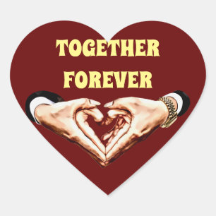 Man womans couples hands in heart shape love art heart sticker
