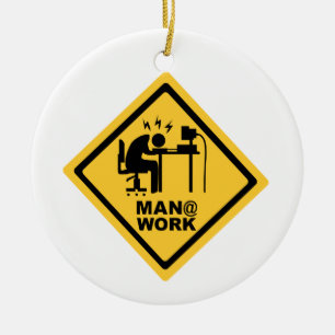 Man @ Work Ceramic Ornament