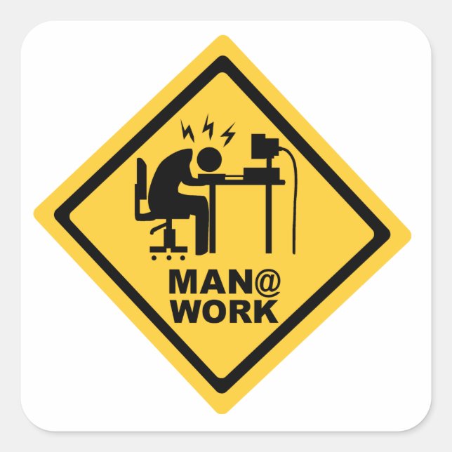 Man @ Work Square Sticker (Front)
