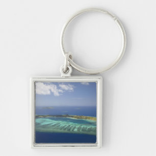 Mana Island and coral reef, Mamanuca Islands Keychain