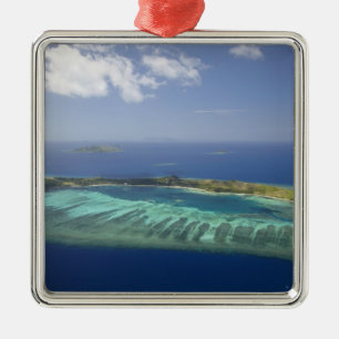 Mana Island and coral reef, Mamanuca Islands Metal Ornament