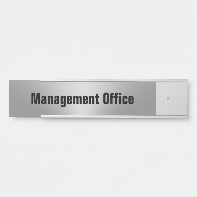 Management Office Silver and Black Template Door Sign (Front)
