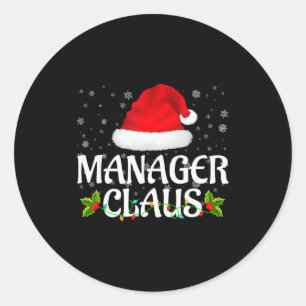 Manager Claus Christmas Lights Santa Pajama Family Classic Round Sticker