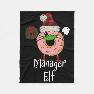 Manager Elf Quarantine Christmas Funny Doughnut Me Fleece Blanket