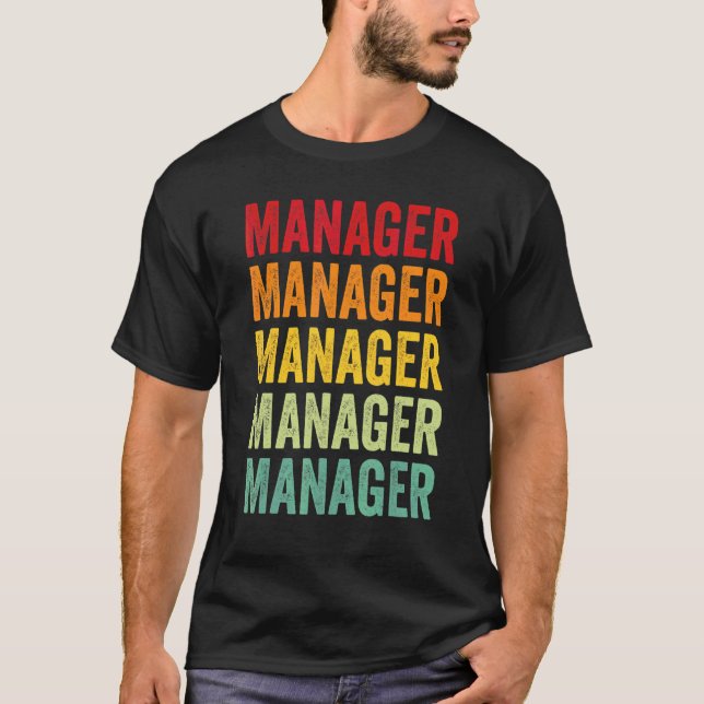 Manager Rainbow Text  Manager Colourful T-Shirt (Front)