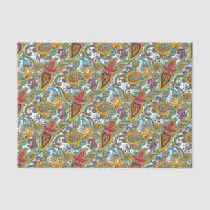 Manarani Queen Paisley Pattern Turquoise Orange Tissue Paper