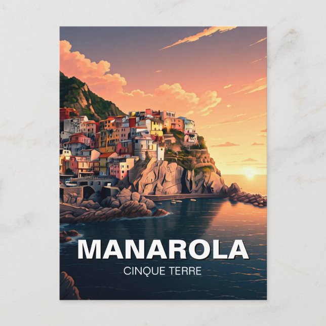 Manarola, Cinqua Terra watercolor Postcard (Front)