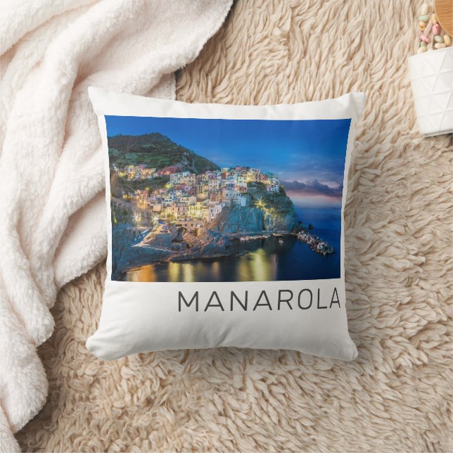 Manarola Cinque Terre La Spezia Italy Panorama Throw Pillow (Blanket)