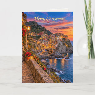 Manarola Italy Merry Christmas Holiday Card