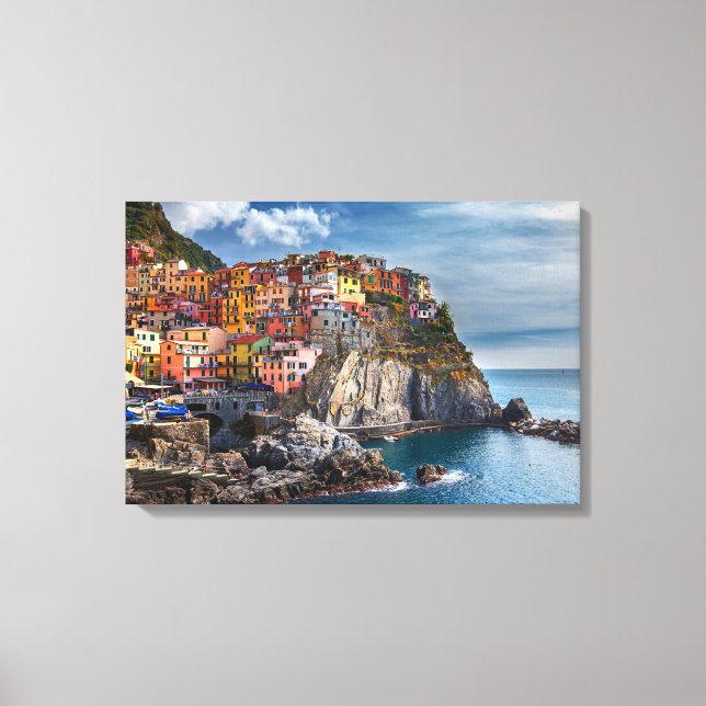 Manarola ItalyCliffside Houses Panorama Canvas ART (Front)