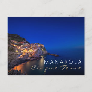 Manarola town in the Cinque Terre in the evening Postcard
