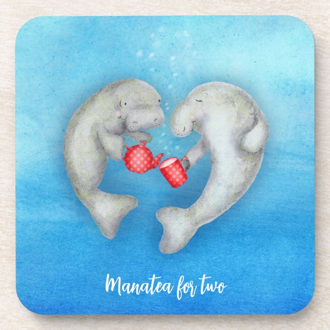 "Manatea for two" dessous de verre de lamantins po (Devant)