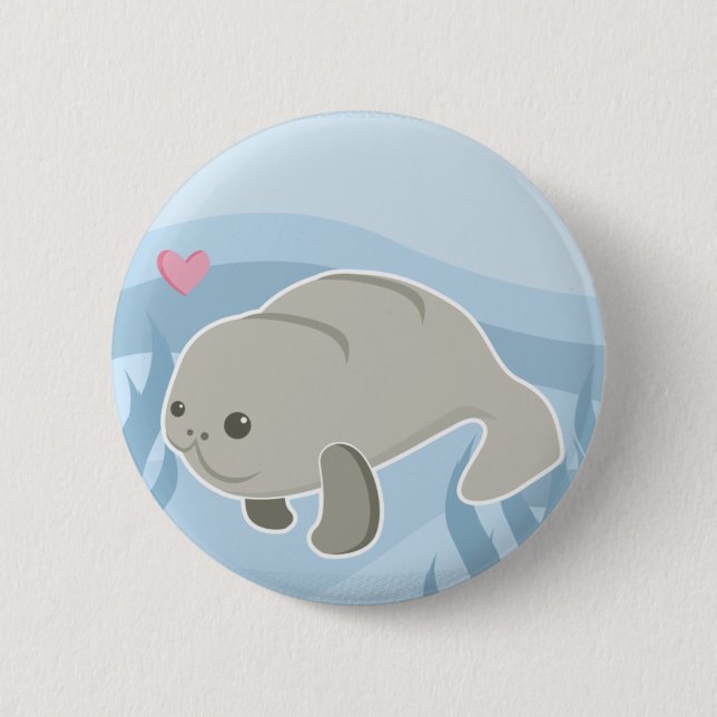 manatee 2 inch round button (Front)
