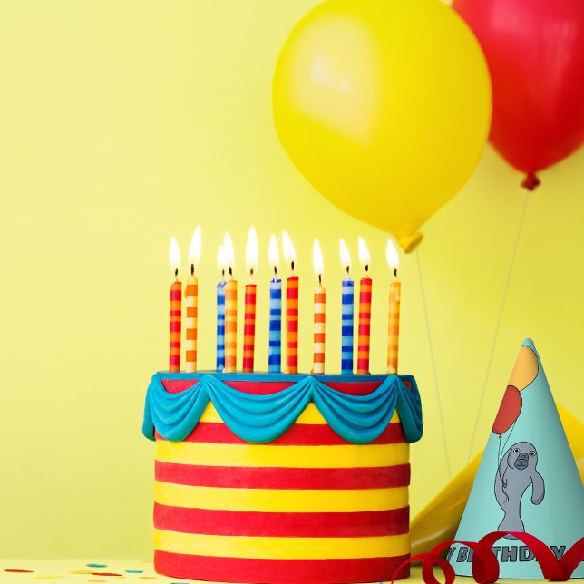 Manatee and Balloons Custom Birthday Party Hat (Creator Uploaded)