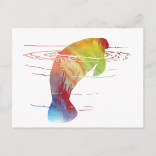 Manatee art postcard