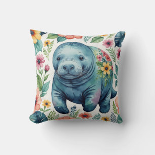 Manatee baby shirt throw pillow
