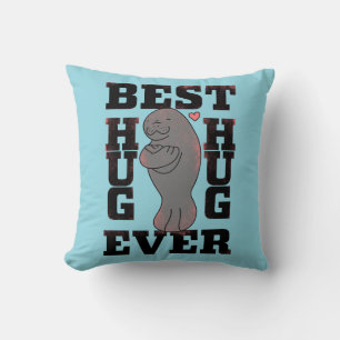 Manatee - Best Hug Ever - Hug - ASL Design Throw Pillow