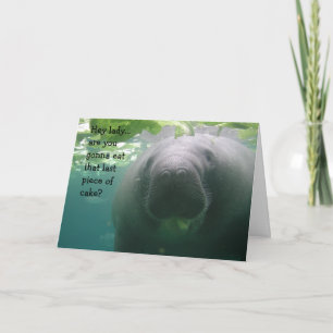 Manatee Birthday Last piece of cake Lady - 5x7 Card