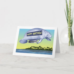 Manatee Blimp Birthday Card
