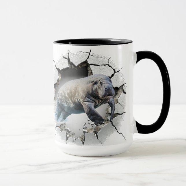 Manatee breaking through wall mug (Right)