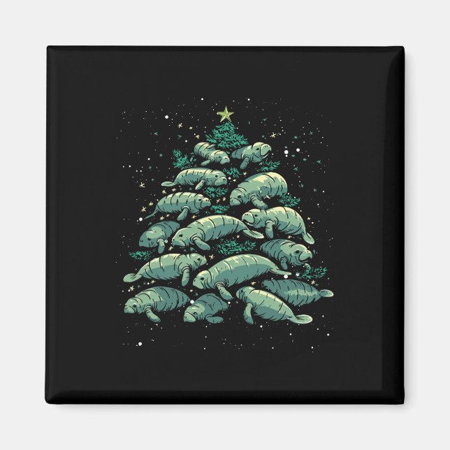 Manatee Christmas Tree Manatee Xmas Boys &amp; Wom Magnet (Front)