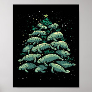 Manatee Christmas Tree Manatee Xmas Boys &amp; Wom Poster