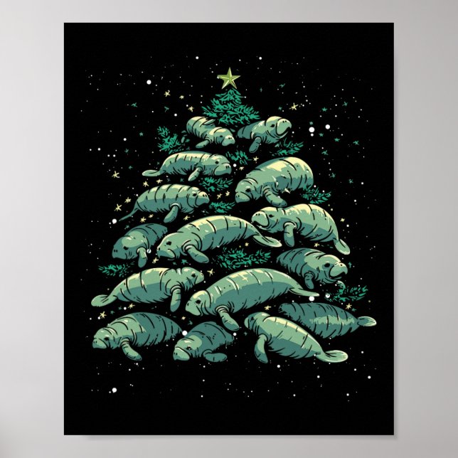 Manatee Christmas Tree Manatee Xmas Boys &amp; Wom Poster (Front)
