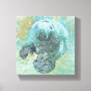 Manatee Coastal Living Painting Canvas Print