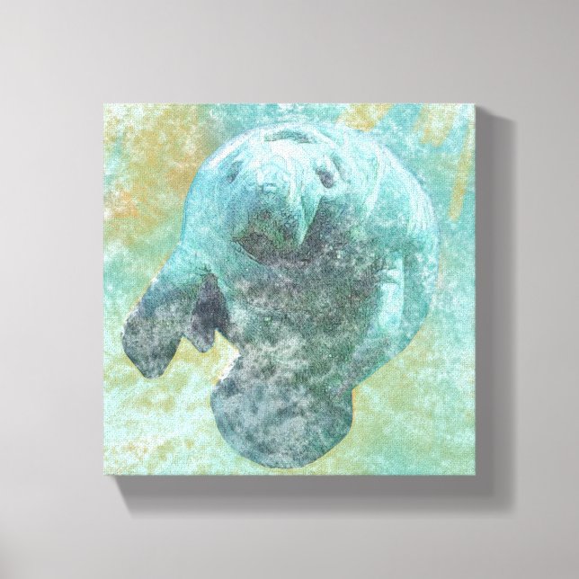 Manatee  Coastal Living Painting Canvas Print (Front)