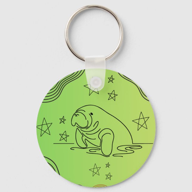 Manatee design on keychain (Front)