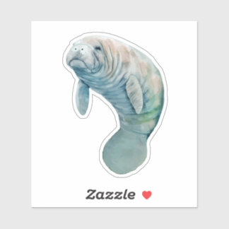 Manatee Floating in the Water Sticker