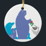 Manatee Holiday Ornament<br><div class="desc">Even sea life gets in spirit of the season! This is a unique and special ornament for beach lovers and children. You can change the message on the back to whatever you like. just have fun! The design is by artist, d.a.gordon dart. To view more of her work visit: www.dagdart.com....</div>