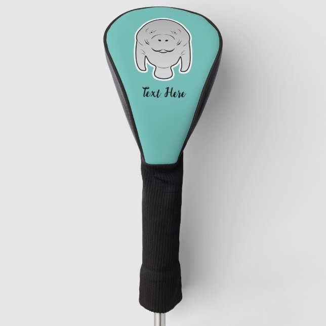 Manatee icon character toon illustration golf head cover (Front)