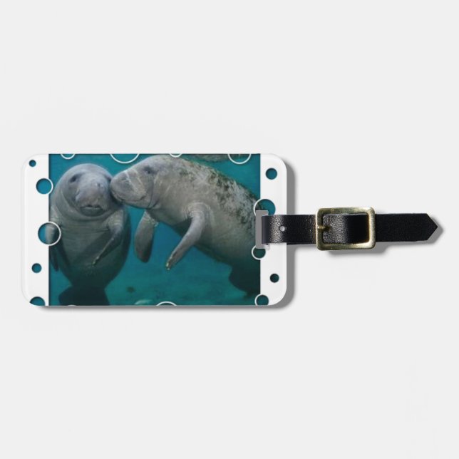 Manatee Love Valentine's Day Luggage Tag (Front Horizontal)