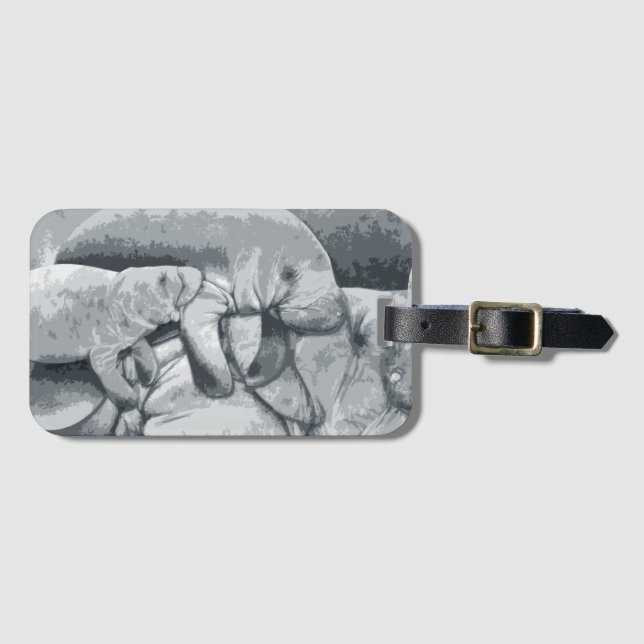 Manatee Mother with Calf Luggage Tag (Front Horizontal)