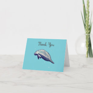 Manatee Painting Florida Wildlife Thank You Card