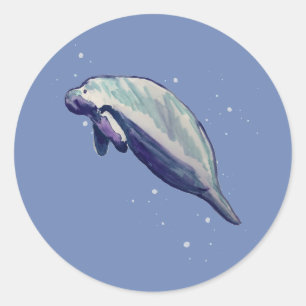 Manatee Peinture Ocean Party Stickers Merci