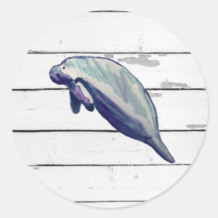 Manatee Peinture Ocean Party Stickers Merci
