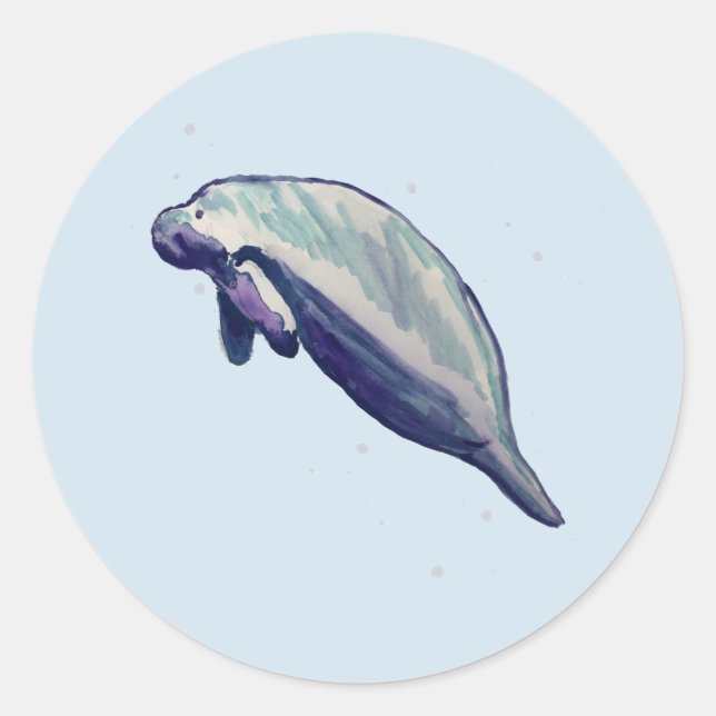 Manatee Peinture Ocean Party Stickers Merci (Devant)