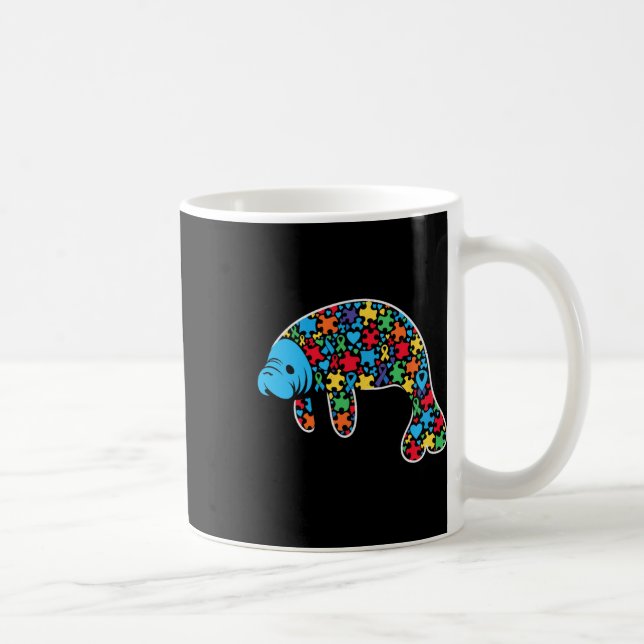 Manatee Puzzle Autism Awareness Autistic Womens Me Coffee Mug (Right)